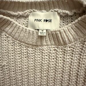 Pink Rose Women's Knit Sweater in Cream